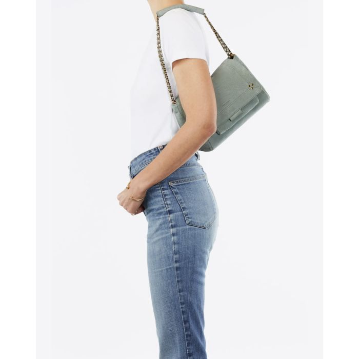 Jérôme Dreyfuss Sac Lulu M – Cuir Suédé Croco Amande