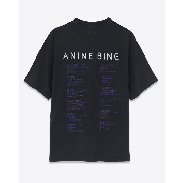Tee-shirt noir manches courte imprimé Stardust Joel Tee Anine Bing. Dos. 