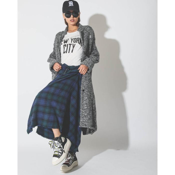R13 FUUF Midi Skirt - Navy/Green Plaid