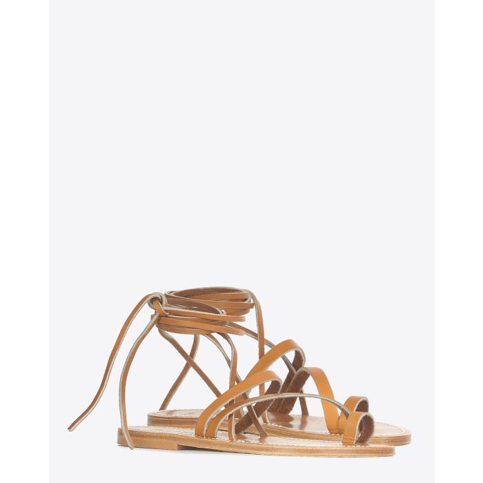 Sandales en cuir Ellada pul naturel K.Jacques St Tropez. Face.