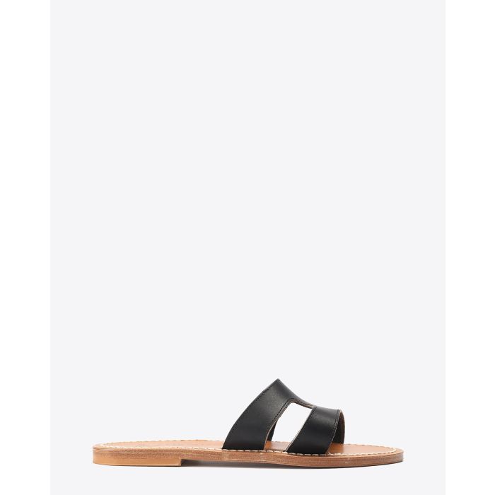 Sandales en cuir noir Ménandre Pul noir K.Jacques St Tropez. Profil. 