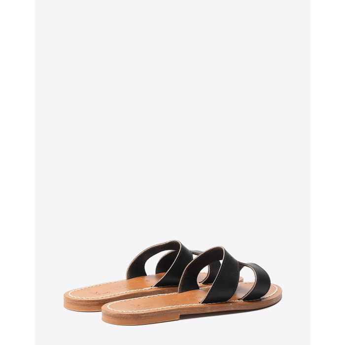 Sandales en cuir noir Ménandre Pul noir K.Jacques St Tropez. Arrière.