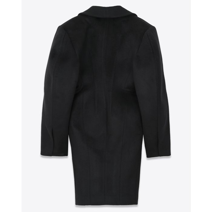 Manteau manches longues Amanda Vautrait en laine noire. Vue dos. 