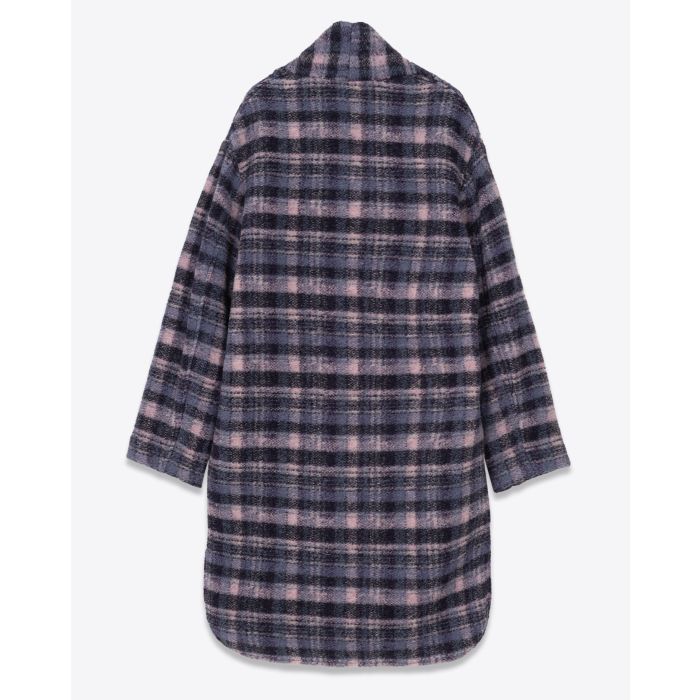 Manteau long Gabriel Isabel Marant Etoile à carreaux coloris lila. Vue dos. 