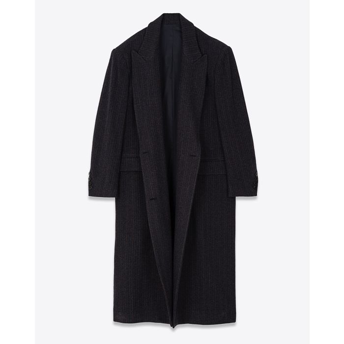 Manteau long Lexana Isabel Marant Etoile bleu marine. Vue face ouvert. 