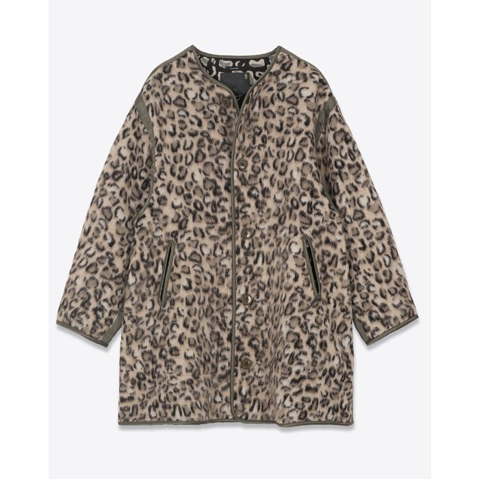 Manteau oversize jacquard léopard effet laineux Liner R13. Face. 