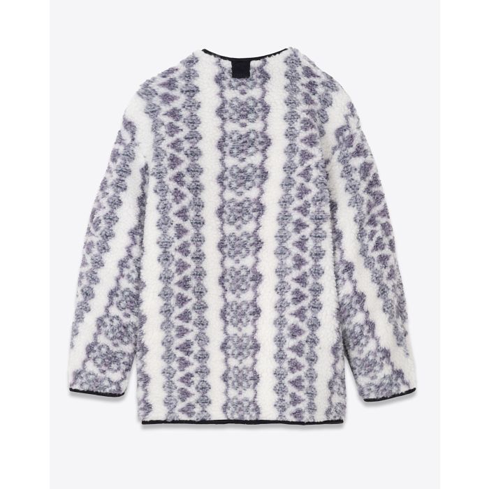 Manteau réversible effet mouton imprimé écru violet matelassé marine Memma Isabel Marant Etoile. Dos imprimé.