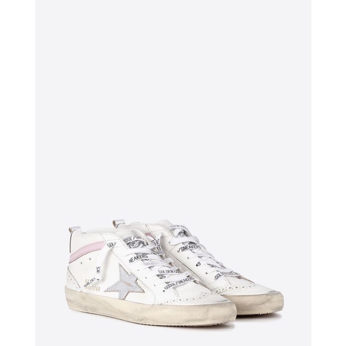 Golden Goose Femme Sneakers Mid Star Blanc Argent Rose 11115