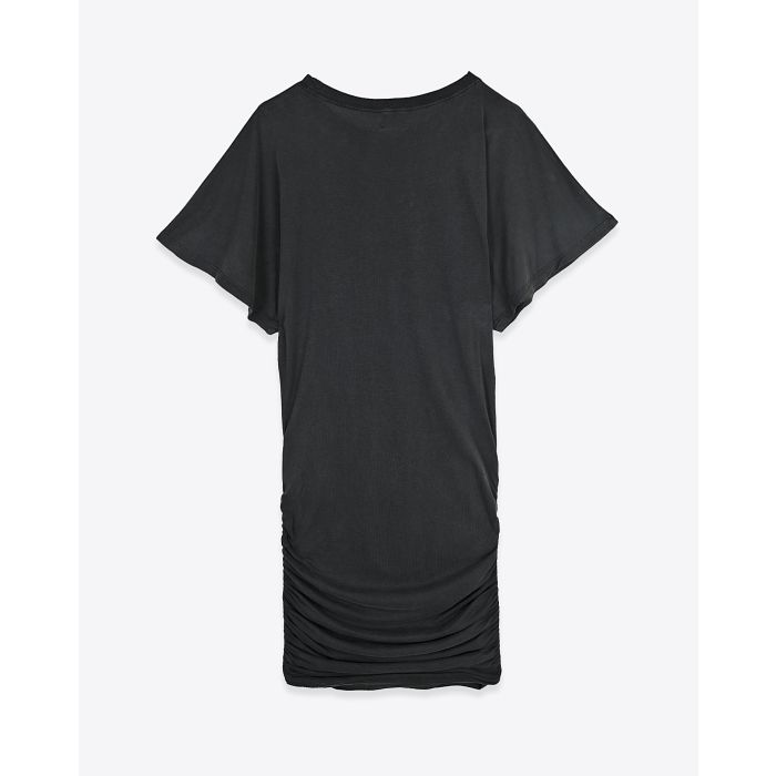 Robe courte drapée Mikuta en jersey noir vue de dos.