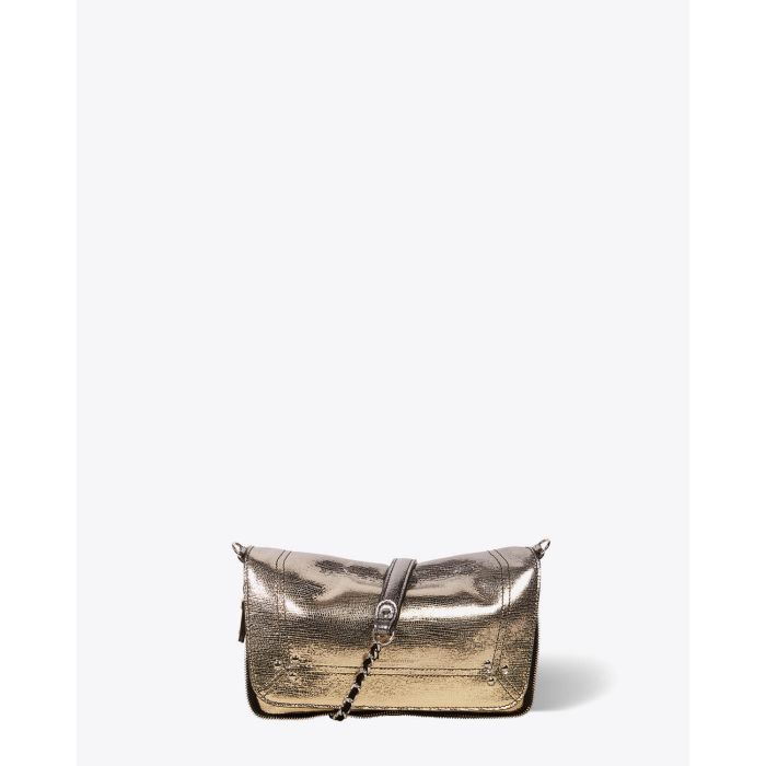 Mini-sac bandoulière en cuir de chèvre lamé dégradé or Bobi S Jérôme Dreyfuss.