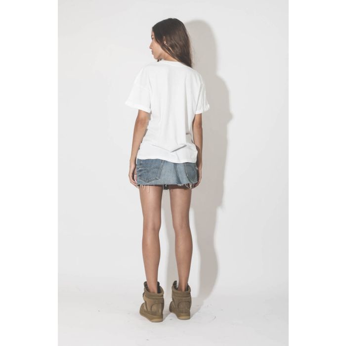 Tee-shirt humouristique manches courtes blanc Elon Mower Unfortunate Portrait. Porté de dos.