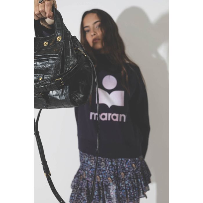 Sweat-shirt col montant prune Logo rose Moby Marant Etoile. Détail Logo.