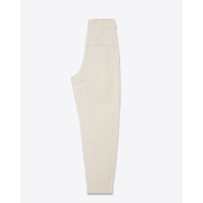 Pantalon Neriah Isabel Marant Étoile en toile de coton écru. Vue de profil.