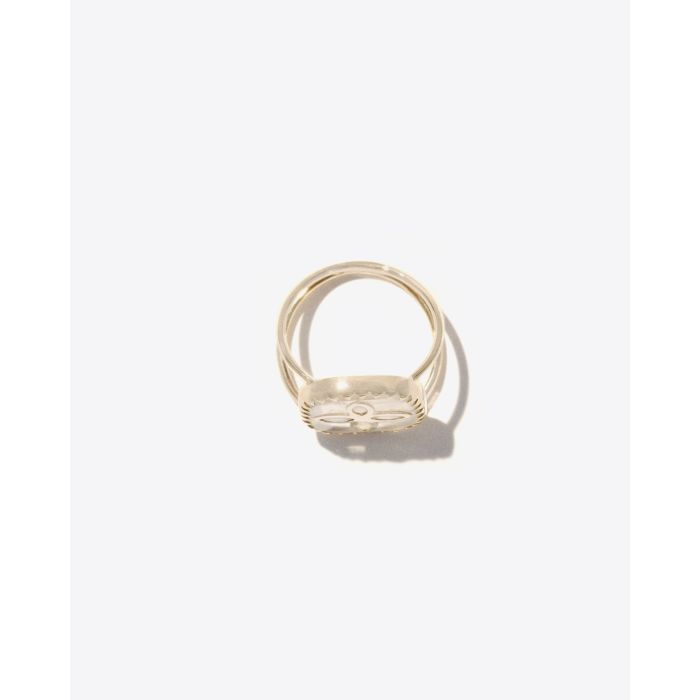 Bowie N°2 Pascale Monvoisin opal and moonstone ring in 9 carat yellow gold. Profile.