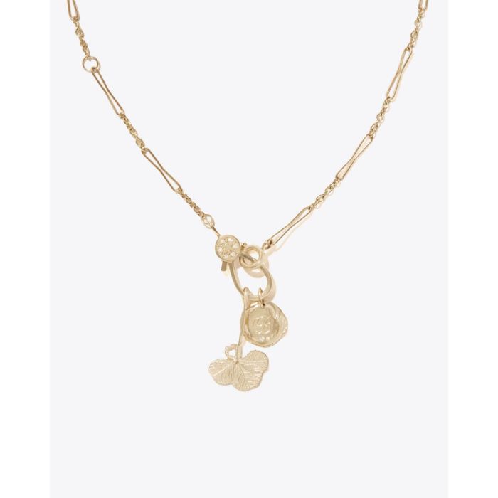 Pendentif Initiale N°6 Pascale Monvoisin en or jaune et diamant, présenté avec le collier Marcia Pascale Monvoisin.
