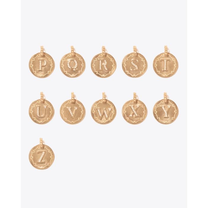 Pendentif Alphabet Pascale Monvoisin en or jaune et diamant, vu de face. Lettres de l'alphabet sur commande.