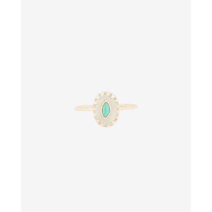 Pascale Monvoisin Montauk Bague Os Blanc Turquoise   
