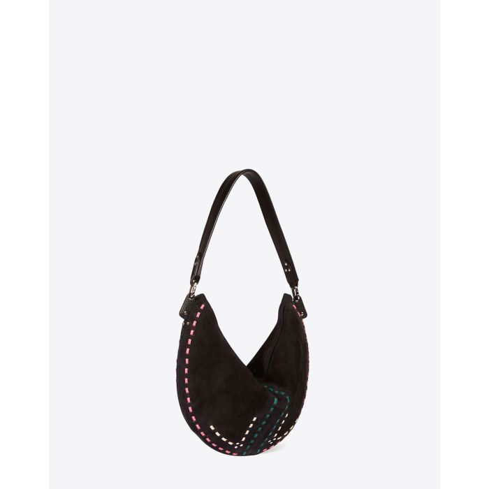 Jérôme Dreyfuss Sac Paul Lune – Split Suede Sashiko Noir