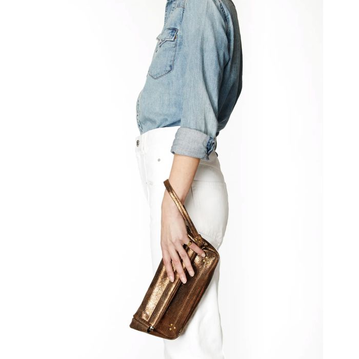 Jérôme Dreyfuss Accessoires Collection Clic Clac L Soft Goatskin - Lamé Bronze