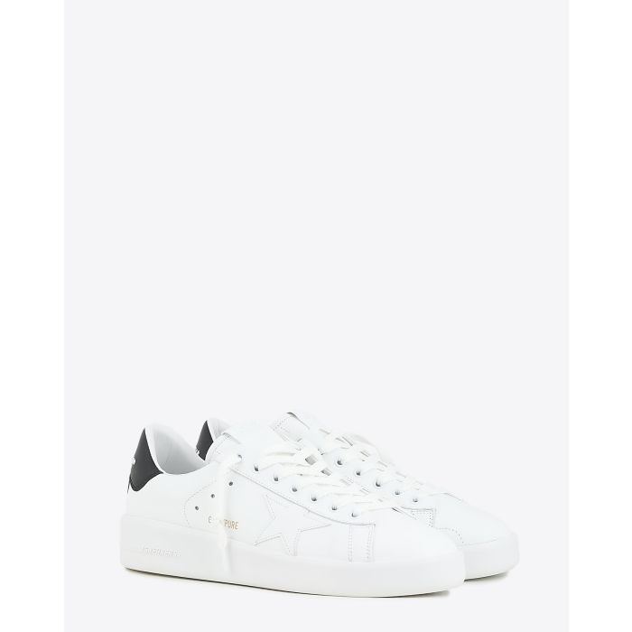 Sneakers en cuir blanc arrière noir Pure Star Golden Goose Homme. Face. 