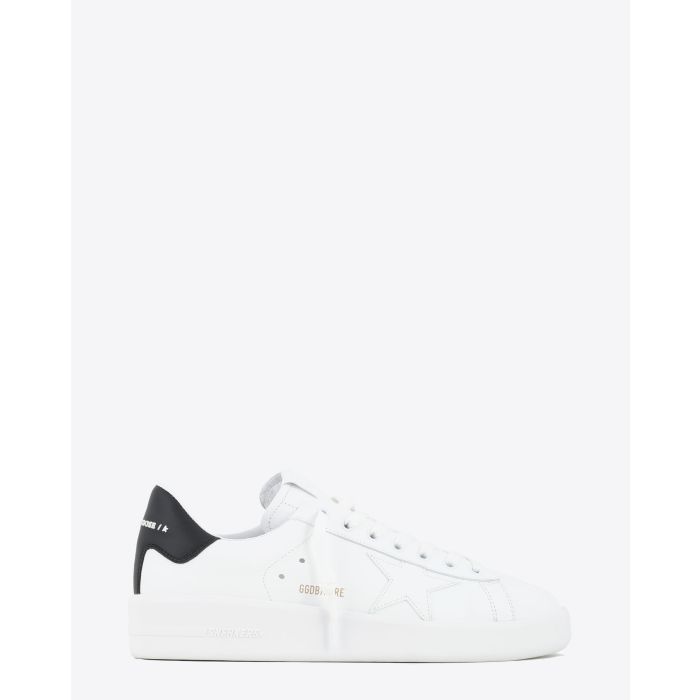 Sneakers en cuir blanc arrière noir Pure Star Golden Goose Homme. Profil.