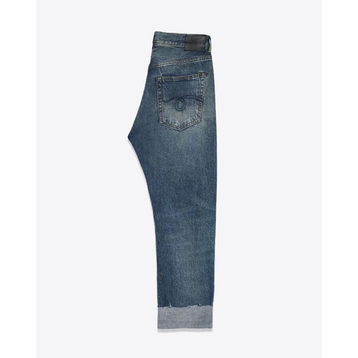 Jean Crossover R13 en denim bleu délavage Jasper. Vue de profil.