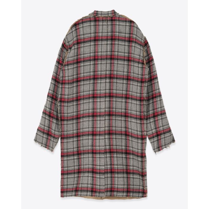 Manteau oversize réversible Raw Cut R13. Plaid Italien double face. Vue de dos côté carreaux.