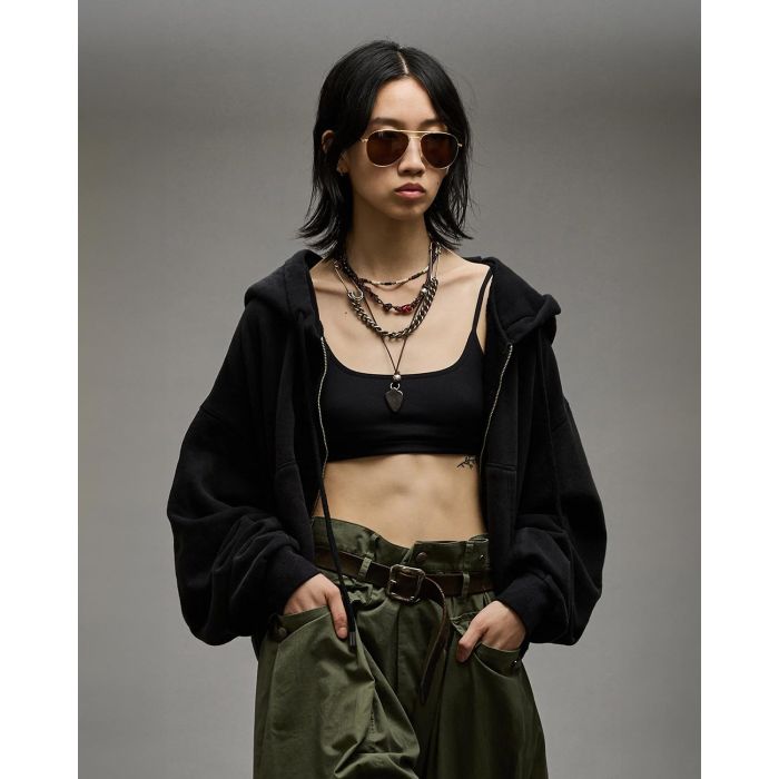Sweat-shirt zip à capuche noir oversize Balloon zip-up Hoodie R13.