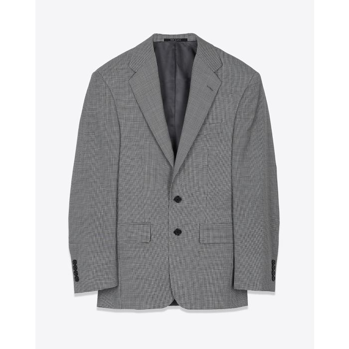 R13 Strong Shoulder Notch Lapel Blazer - B/W Houndstooth