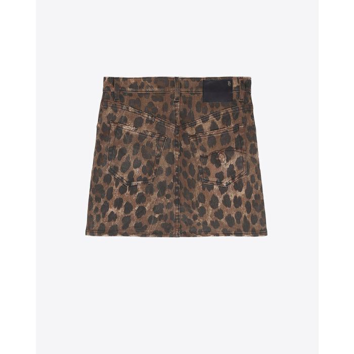 R13 Denim Pré-Collection High Rise Mini Skirt - Leopard Wash   