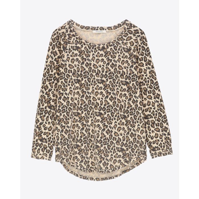 Ragdoll LA Tee Shirt Vintage Long Sleeve - Faded Camel Leopard 