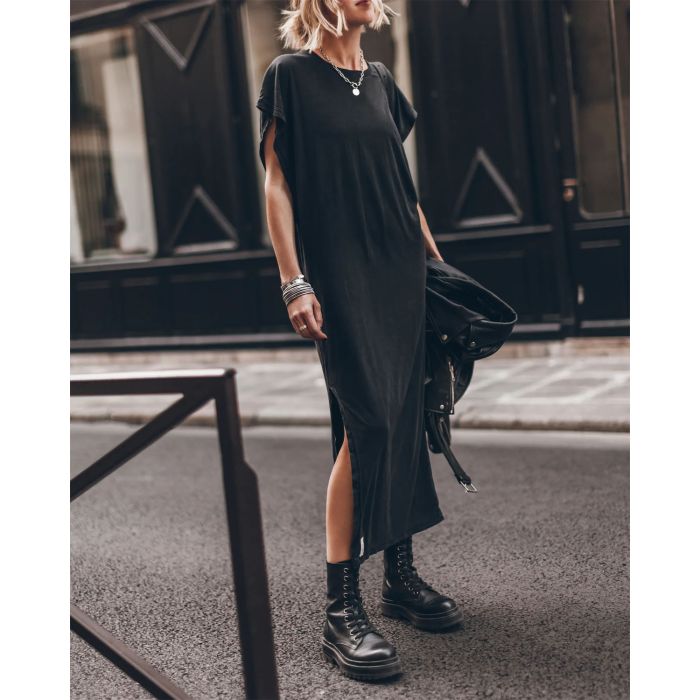 Mikuta Robe Longue Chauve Souris Noire