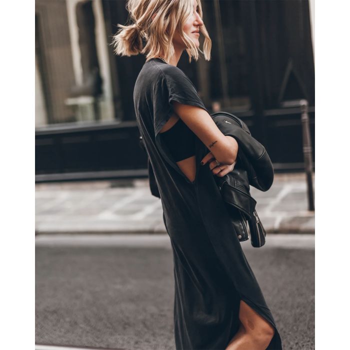 Mikuta Robe Longue Chauve Souris Noire