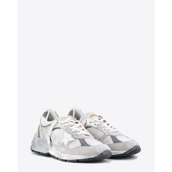 Sneakers Running Dad blanches et grises argentées 80185 Golden Goose Homme. Face.