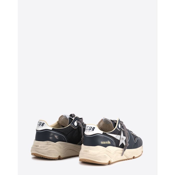 Golden Goose Homme Sneakers Running Sole Marine Blanc Argent 