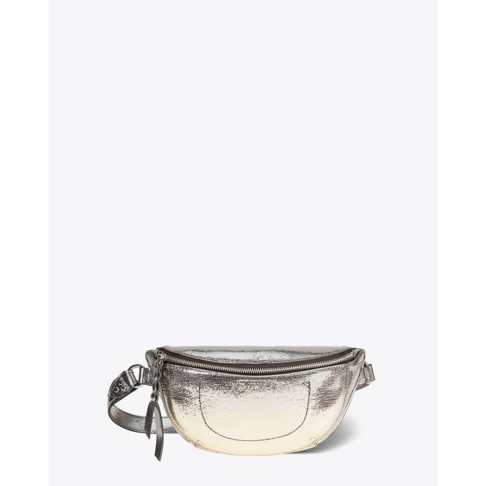 Sac banane Lino Jérôme Dreyfuss en cuir de chèvre lamé dégradé or. Face.