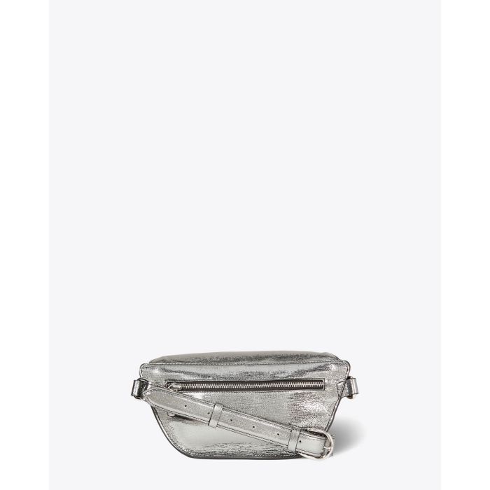 Sac banane Lino Jérôme Dreyfuss en cuir de chèvre lamé dégradé or. Dos.