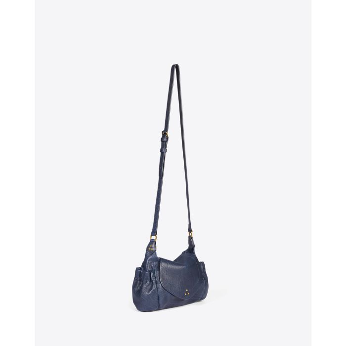 Mini sac bandoulière Helmut S agneau bubble bleu saphir Jérôme Dreyfuss. Profil. 