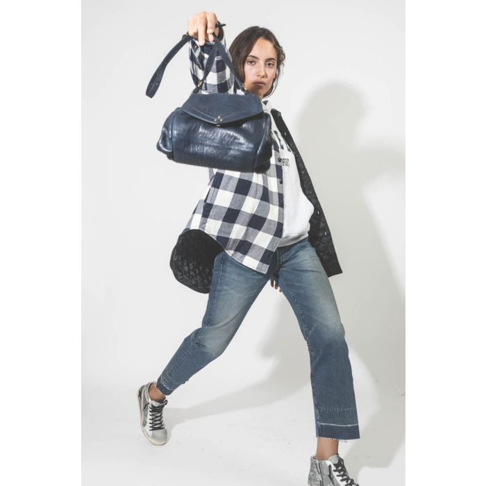 Sac Helmut S agneau bubble Saphir Jérome Dreyfuss. Porté main. 