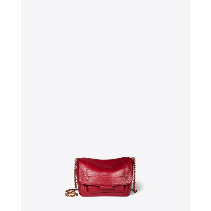 Sac Lulu S Jérôme Dreyfuss en cuir rouge. Vu face.