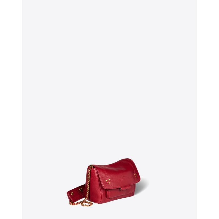 Sac Lulu S Jérôme Dreyfuss en cuir rouge. Vu profil.