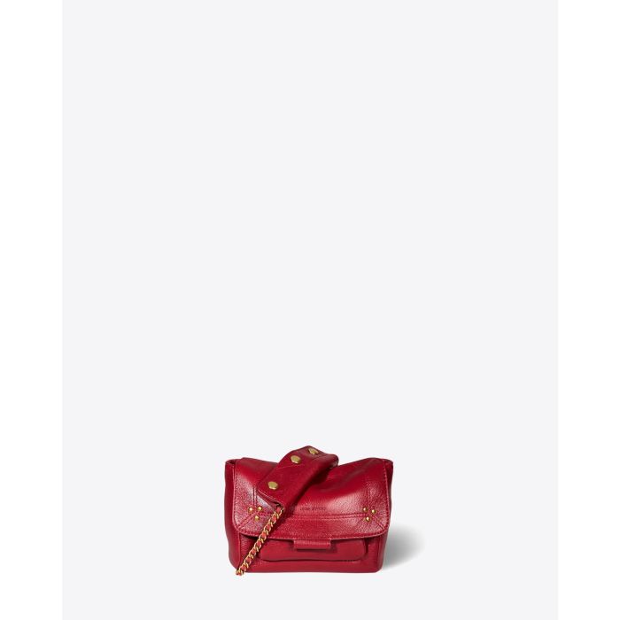 Sac Lulu S Jérôme Dreyfuss en cuir rouge. Vu face. 