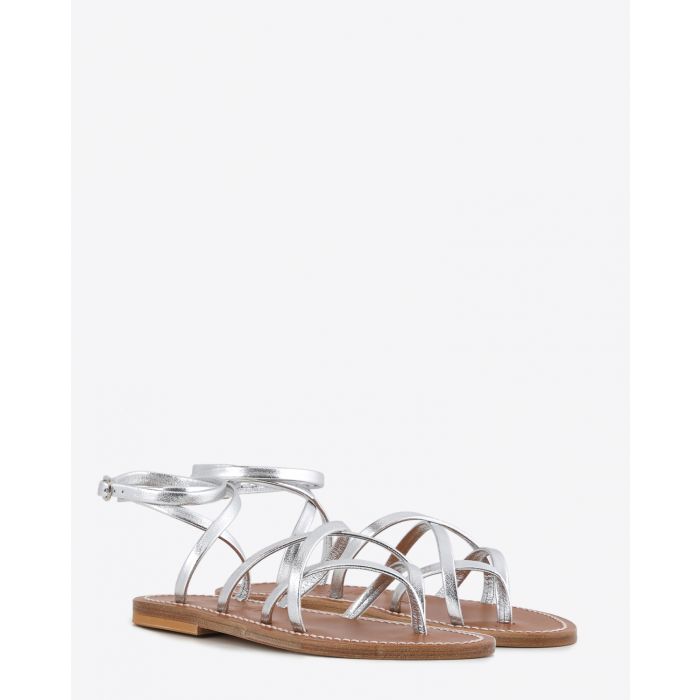 Sandales en cuir argent Zenobie Metyl argent K.Jacques St Tropez. Face.