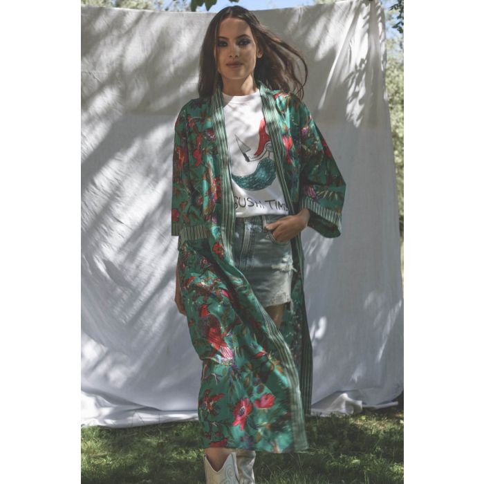 Kimono Sharing  Vert d'eau brun 