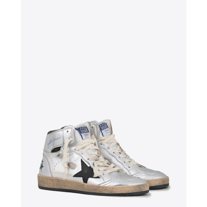 Sneakers Golden Goose Woman Permanent Sky Star - Silver Black 60246. Face. 
