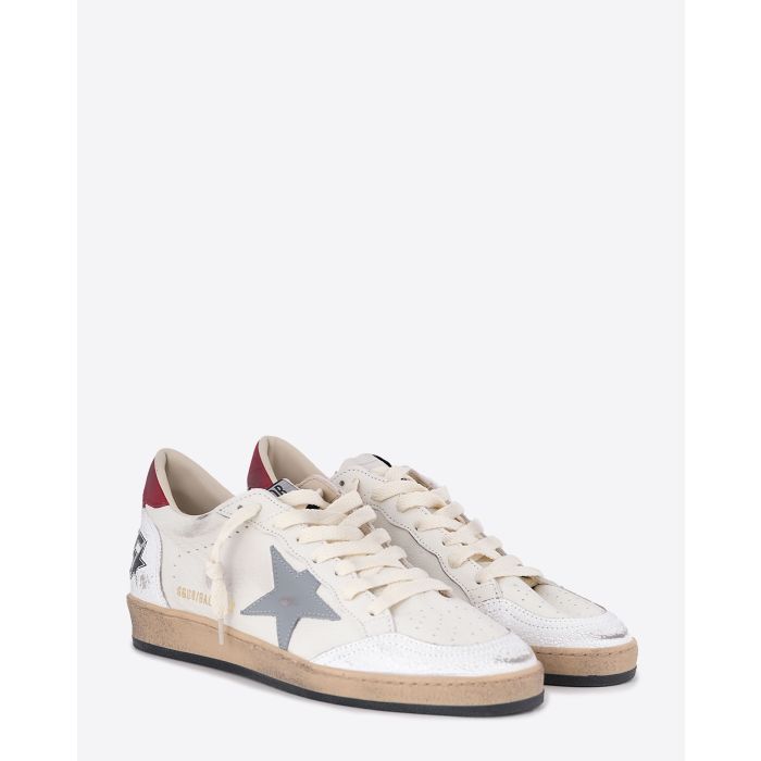 Sneakers Ball Star Golden Goose Homme en cuir Blanc Bleu Argent. 