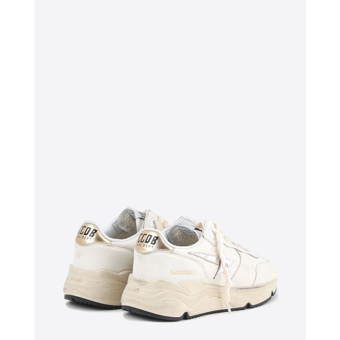Sneakers Running Sole en cuir blanc étoile argent 10358 Golden Goose femme. Arrière.