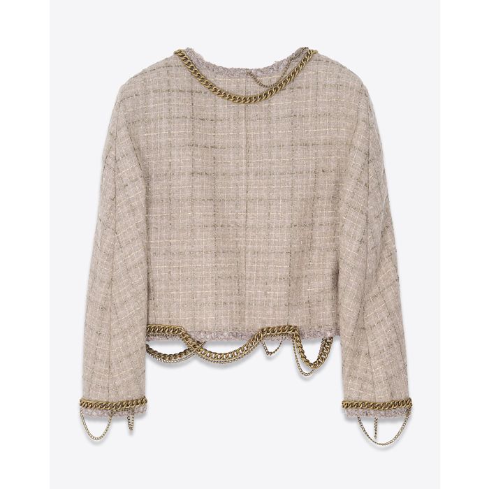 R13 Veste Tweed Epaulette Beige