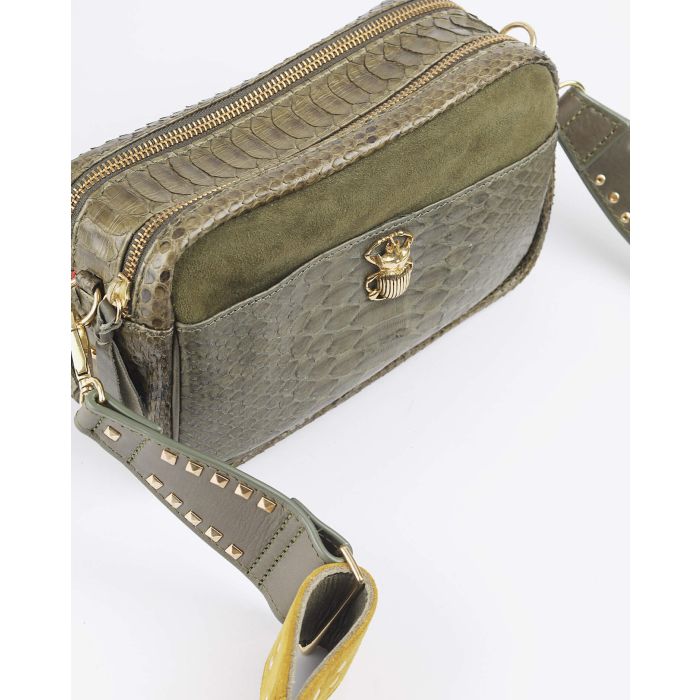 Claris Virot Lily Python Suede - Mix Kaki  