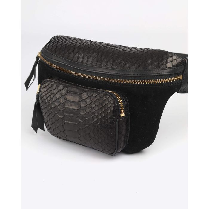 Claris Virot Banane Romeo - Python Suede - Noir  